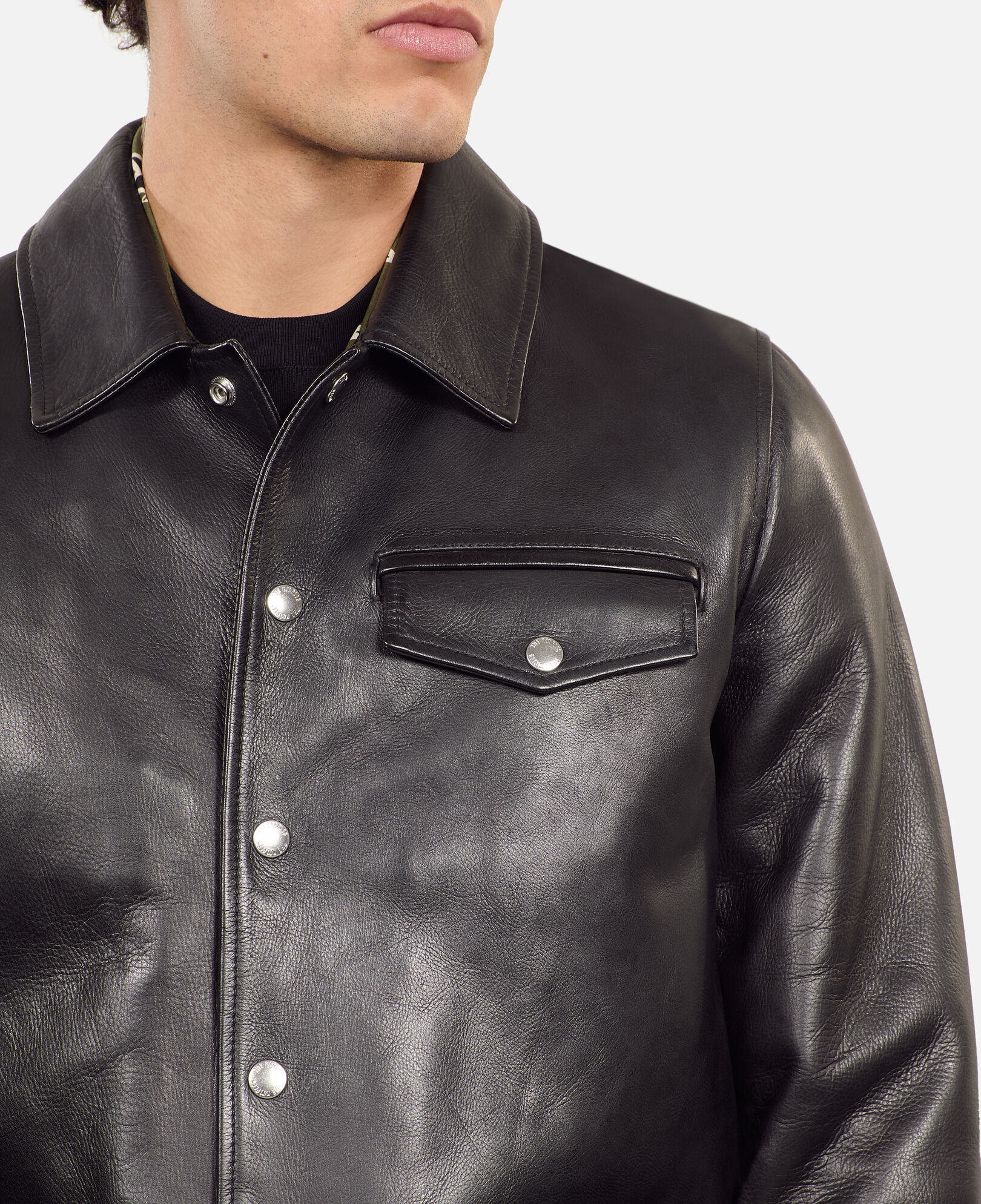 The Kooples MEN BLACK black leather jacket