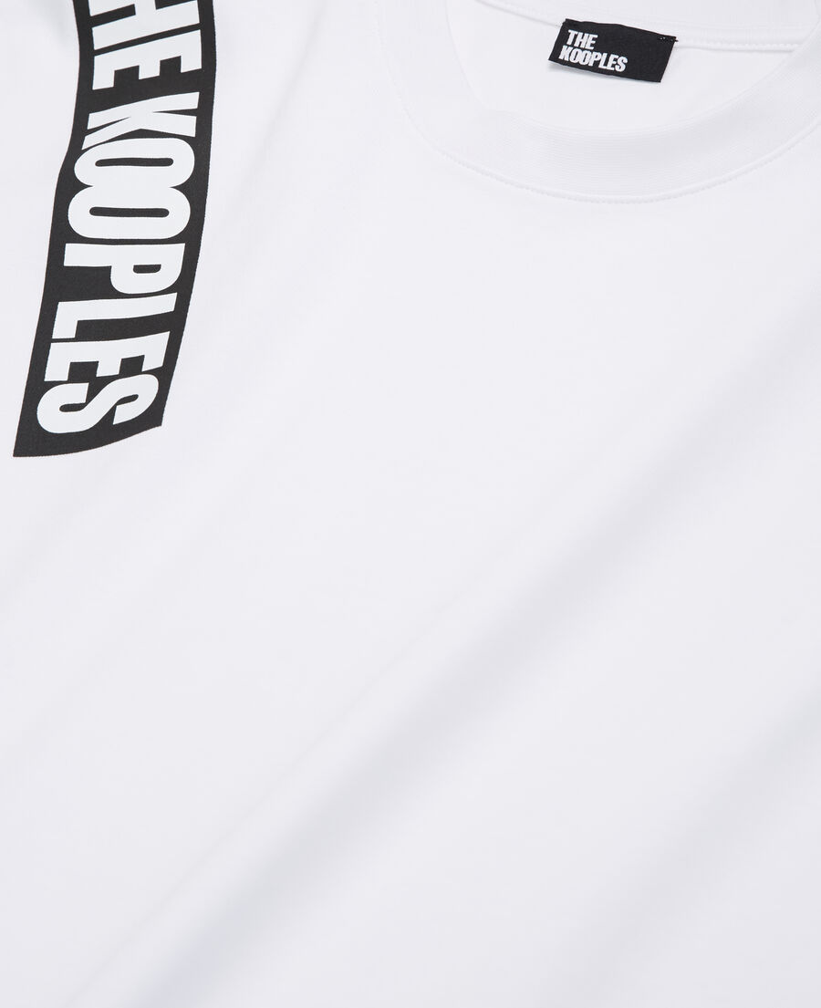 men's white t-shirt with tape logo