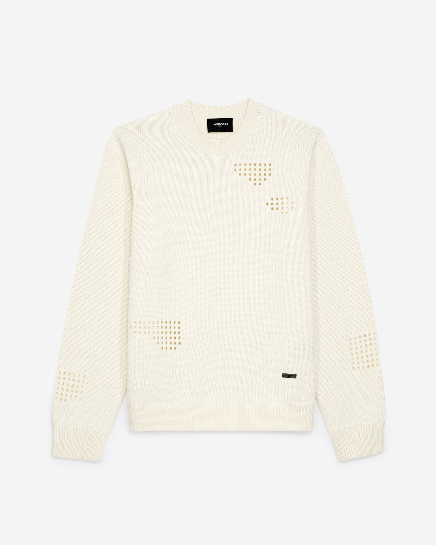 Pull en laine et coton écru à détails, BEIGE, hi-res image number null