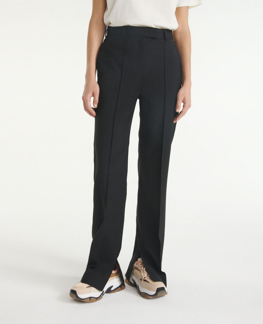 Pantalon costume noir laine flare | The Kooples - France