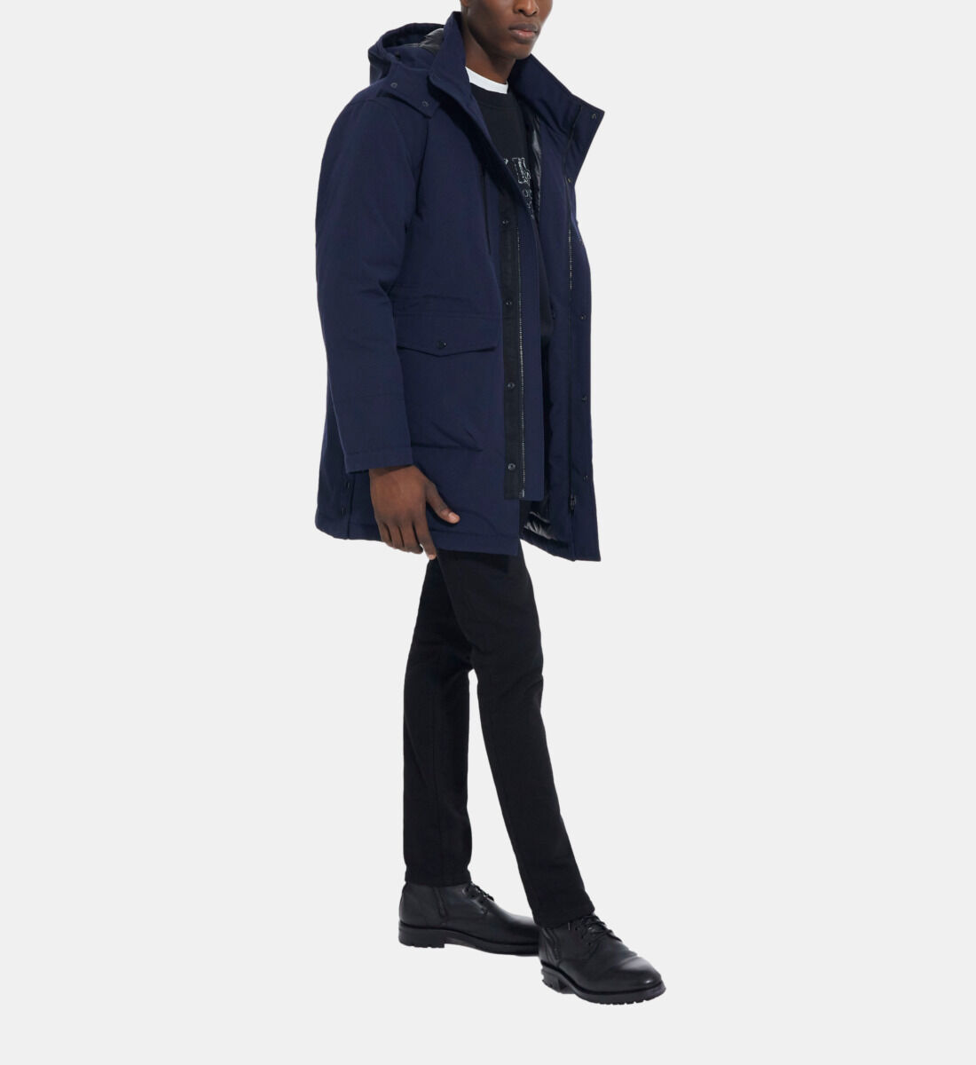 Parka a capuche bleu marine The Kooples France