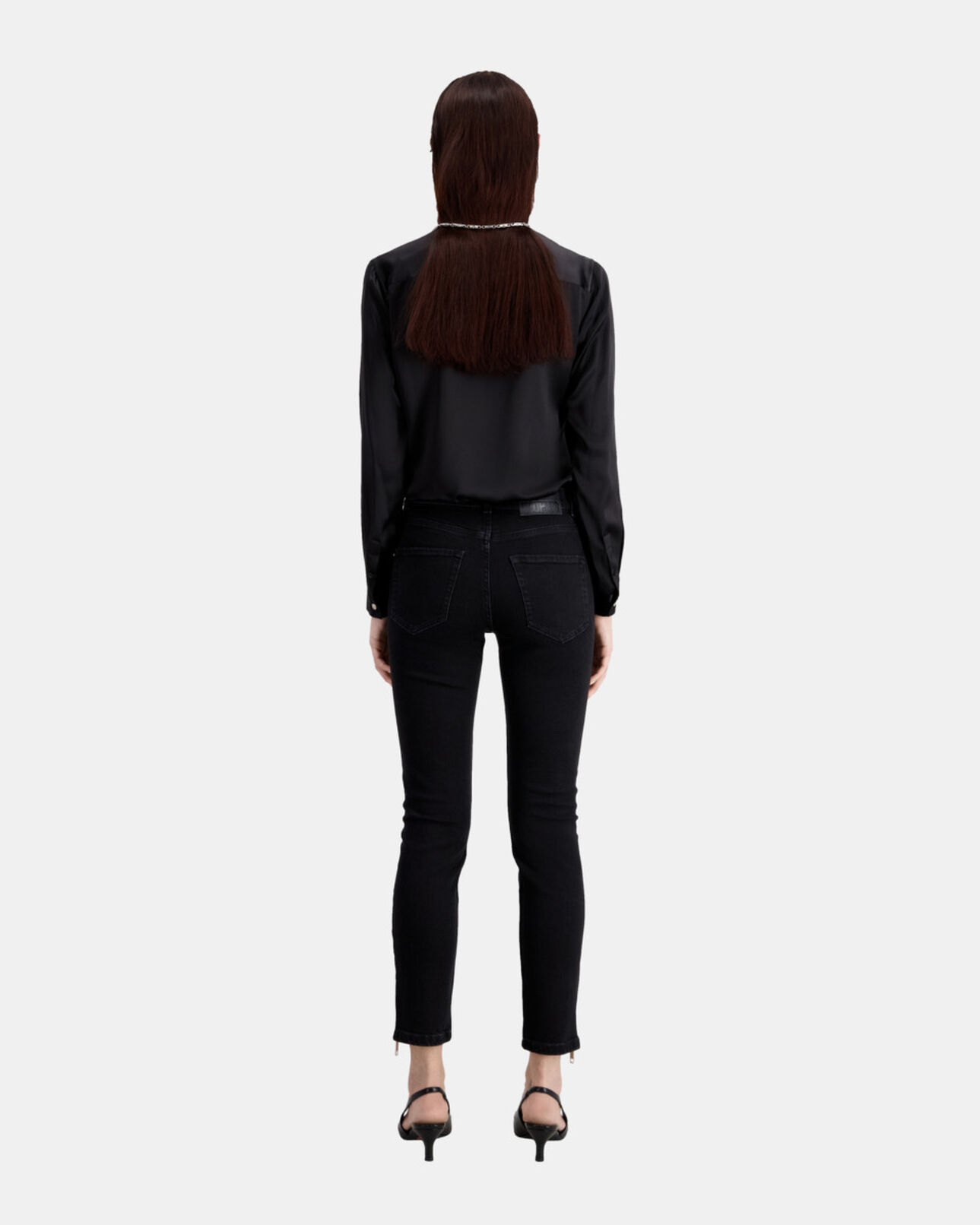 The Kooples WOMEN BLACK WASHED black slim jeans with zip