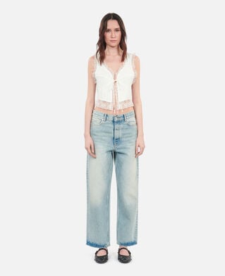 The Kooples DAMEN ECRU ecrufarbenes top ohne ärmel mit spitzen
