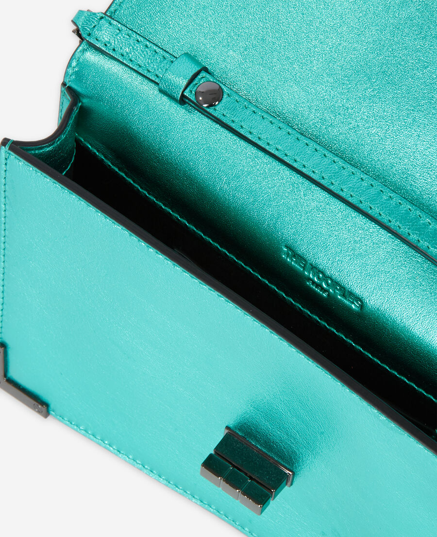 medium emily clutch bag in green leather