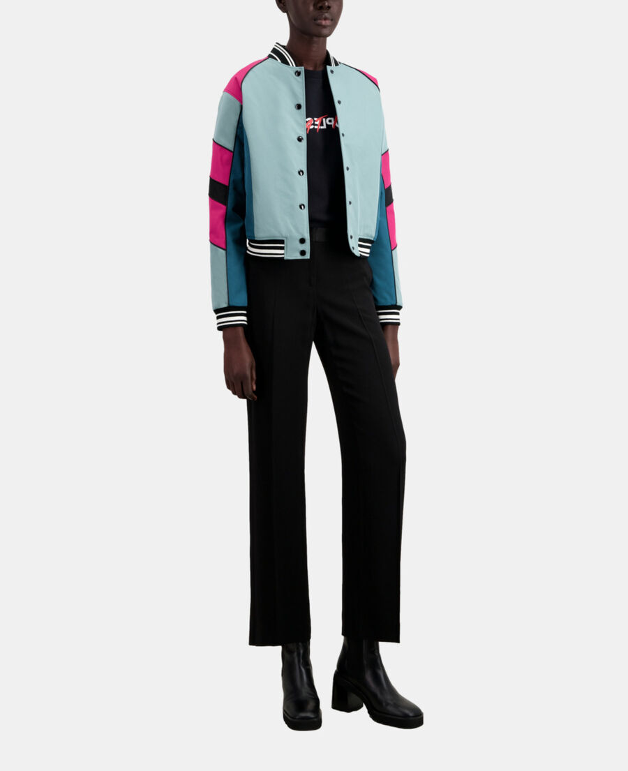 blouson court avec patchwork multicouleur
