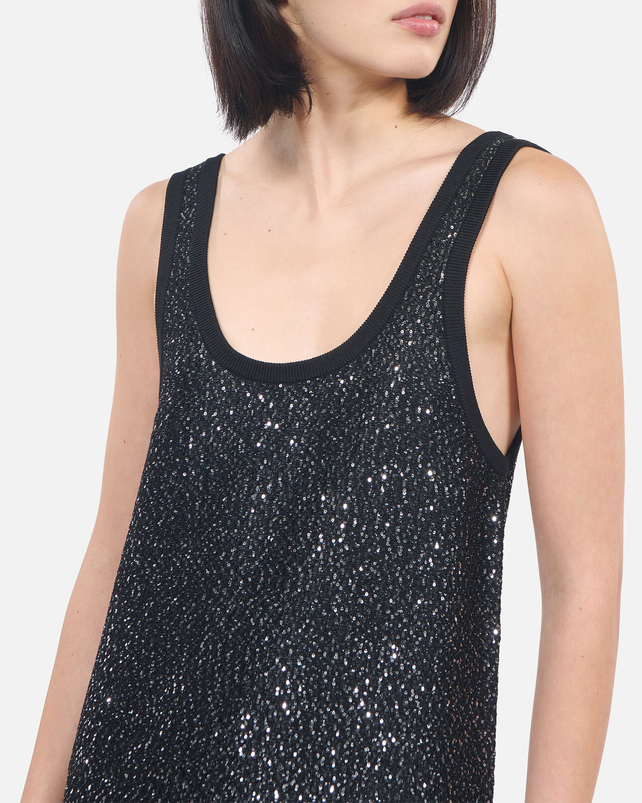 The Kooples WOMEN BLACK black sequin knit short dress