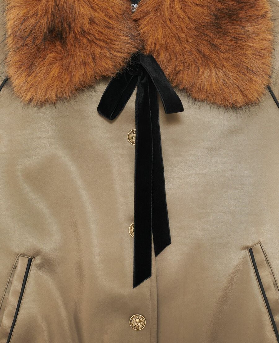 The Kooples MUJER KAKI chaqueta de satén caqui