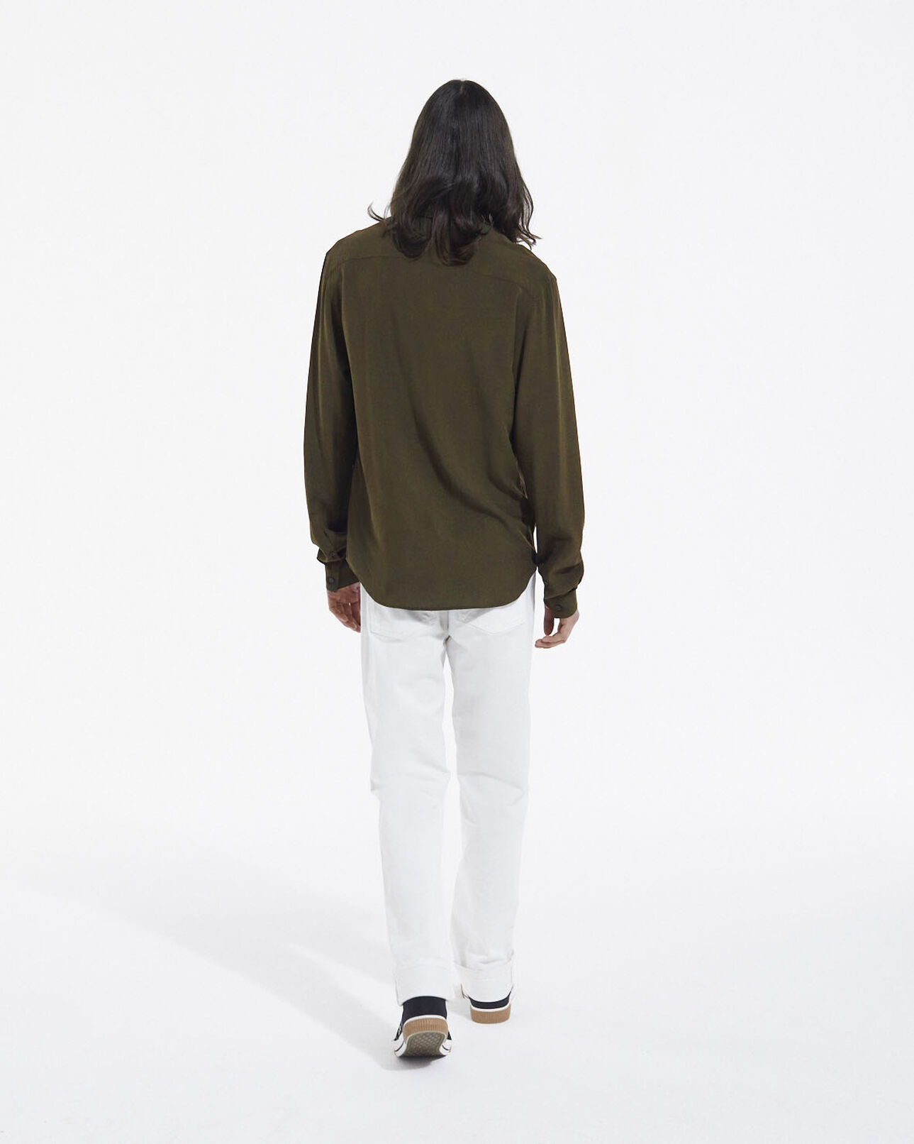 The Kooples H KAKI flowing khaki classic collar shirt
