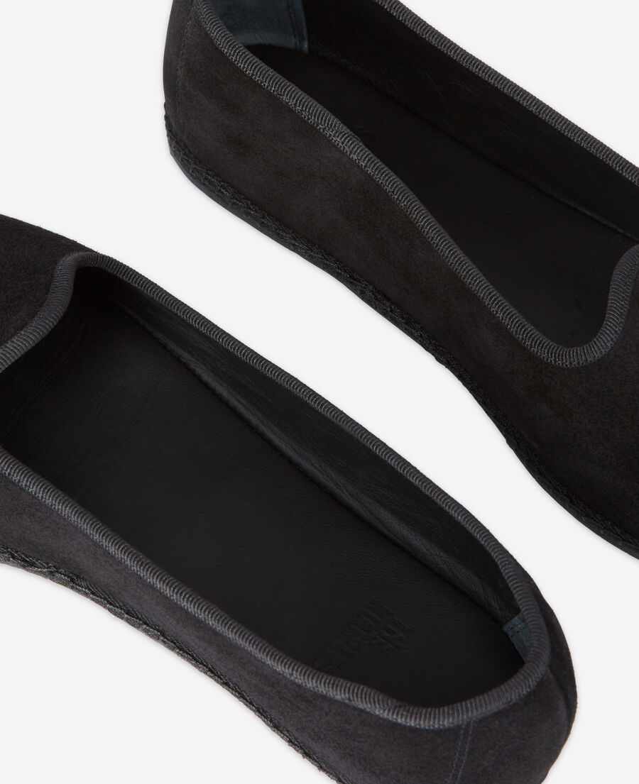 slippers cuir suédé noires