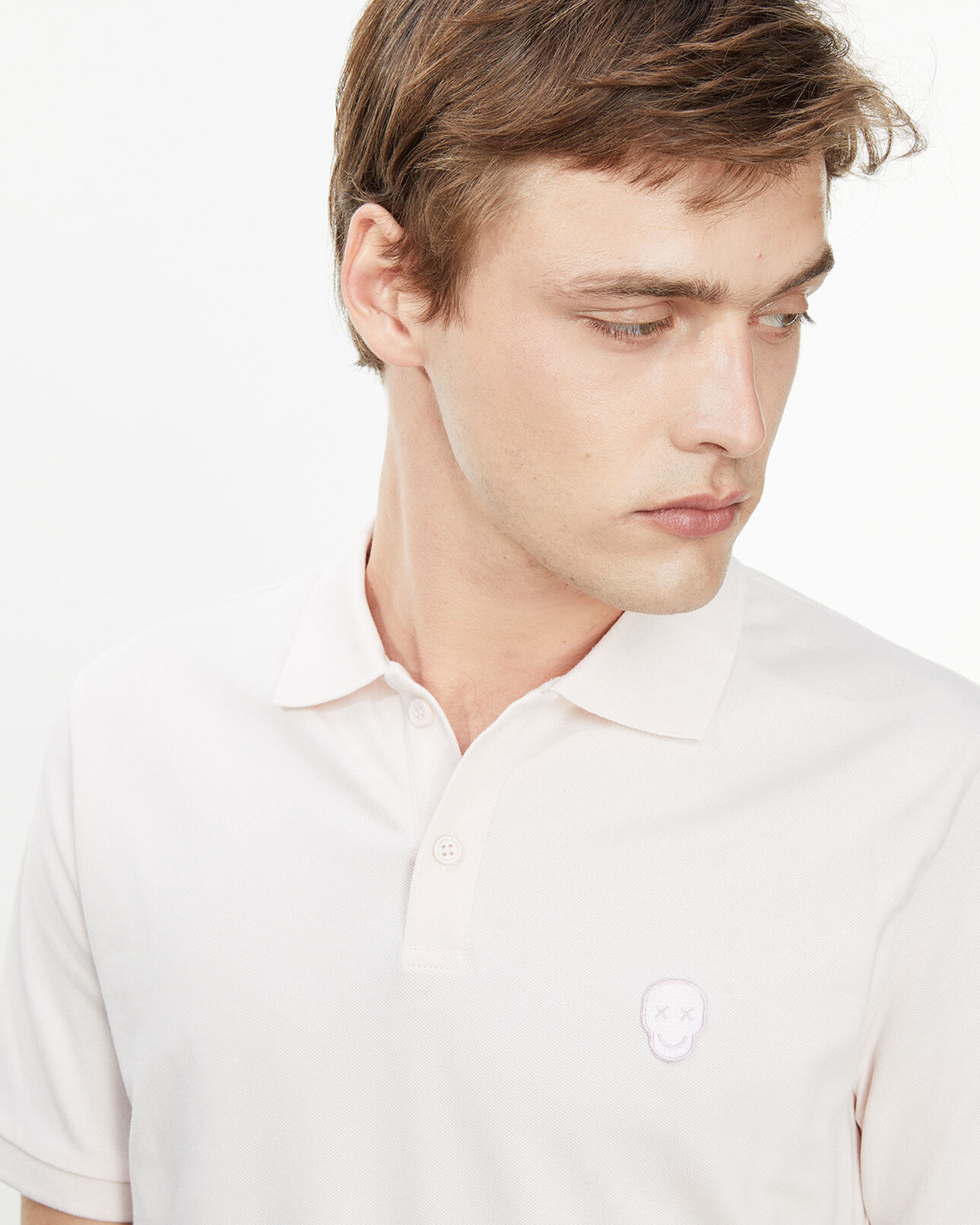 The Kooples HOMBRE PINK camisa polo rosa cuello clásico bordado