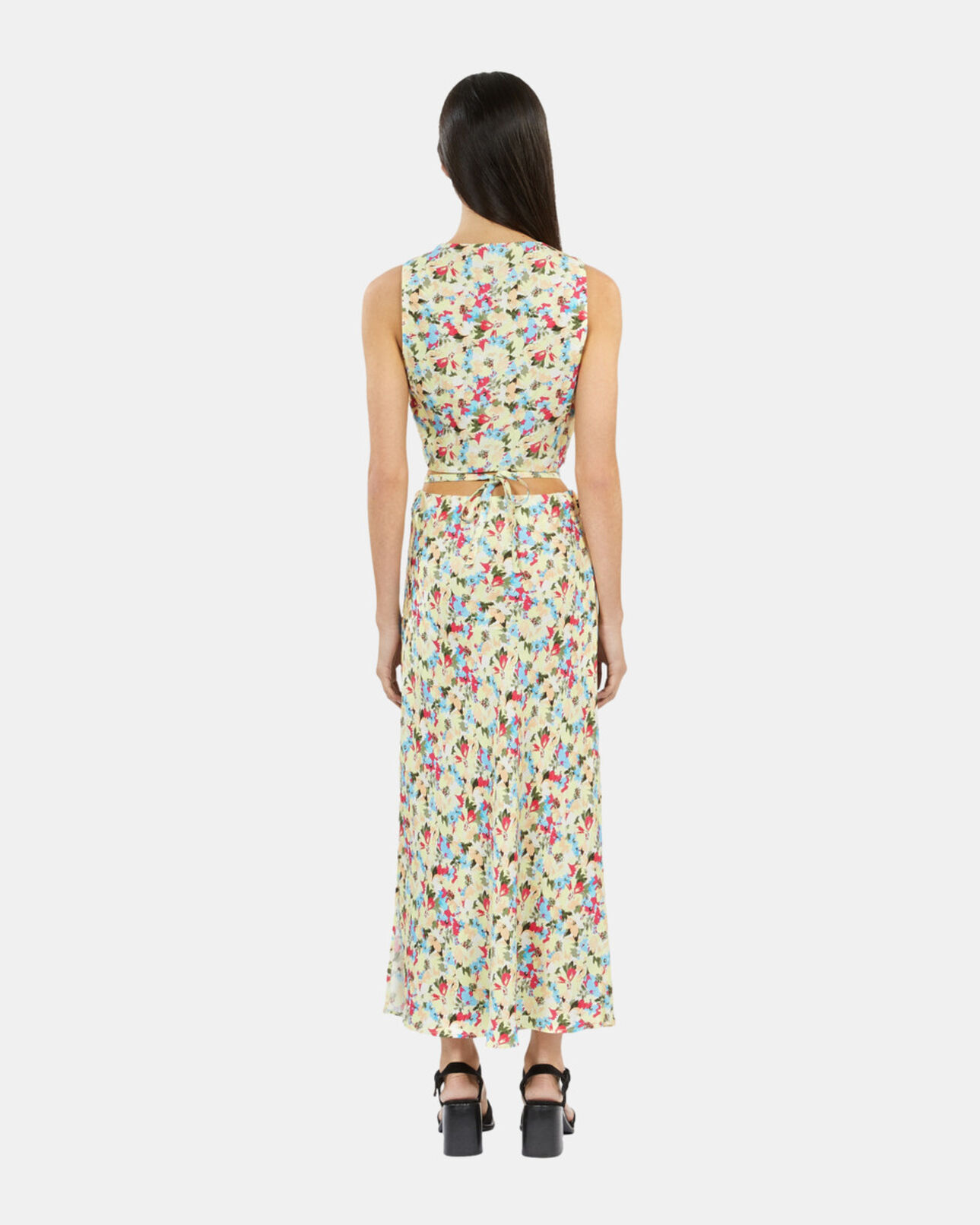 The Kooples WOMEN YELLOW printed short wrap top