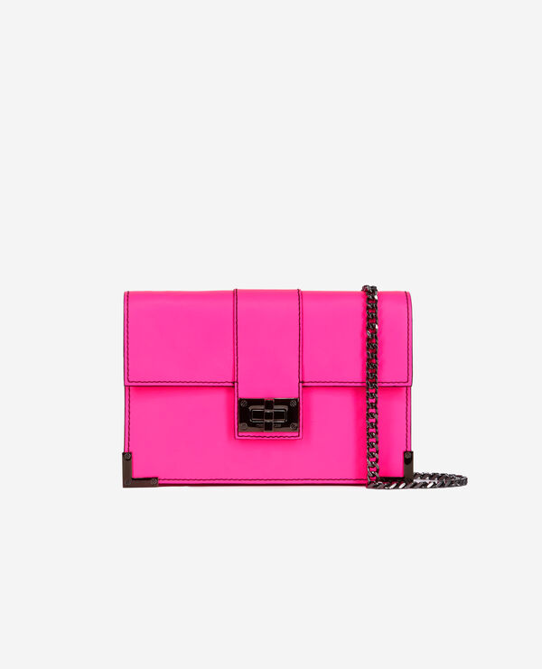 medium emily pink leather clutch bag