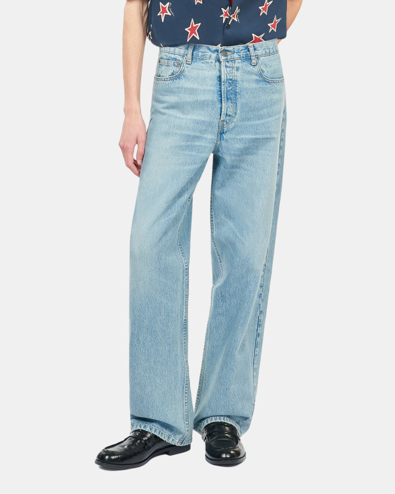 Straight blue jeans, BLUE/GREEN, hi-res image number null