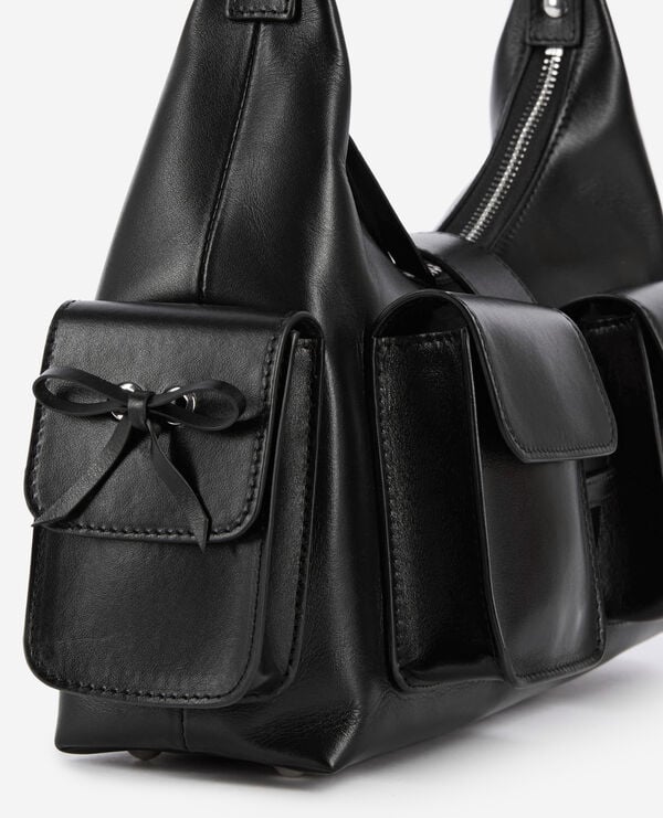 The Kooples WOMEN BLACK black smooth leather amelia bag