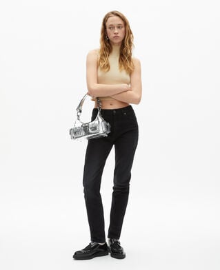 The Kooples WOMEN SILVER amelia small bag in silver crackle leather