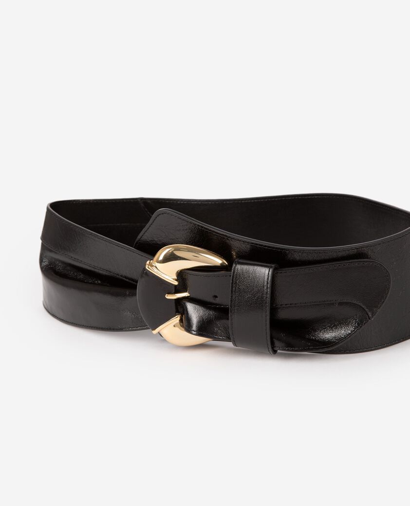 The Kooples MUJER BLACK cinturón ancho de cuero negro