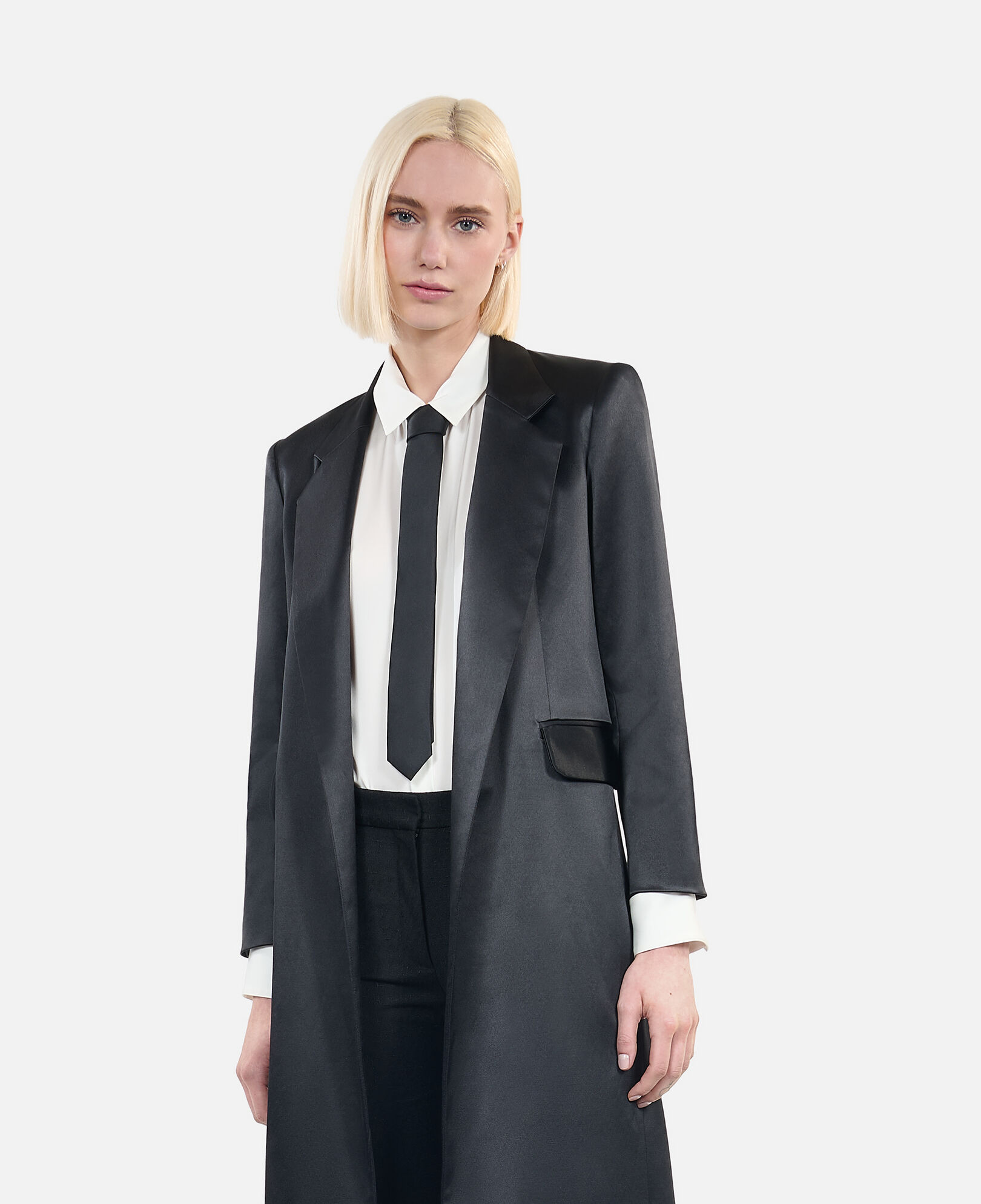 The Kooples WOMEN BLACK the kooples x carolina ritzler black satin coat