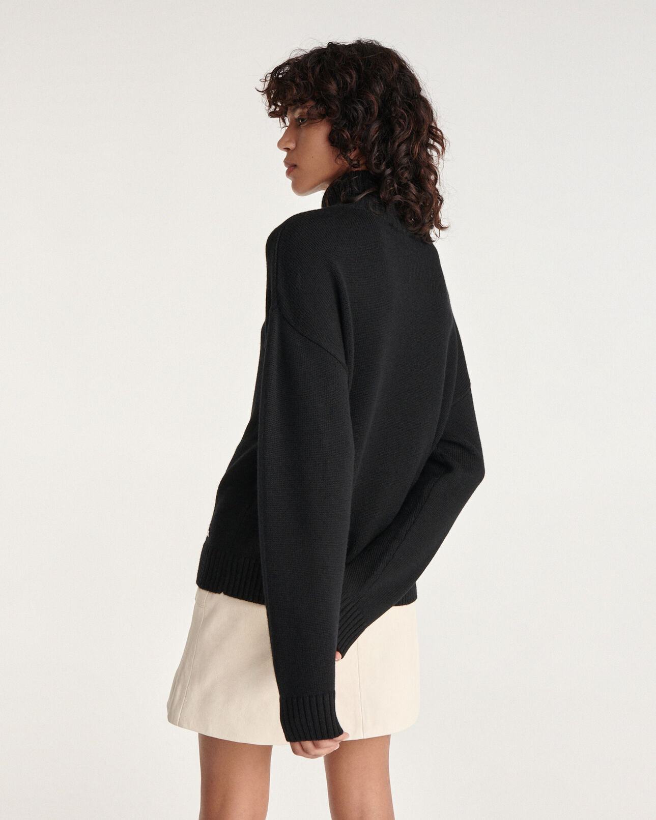 The Kooples WOMEN BLACK black merino wool sweater with turtleneck
