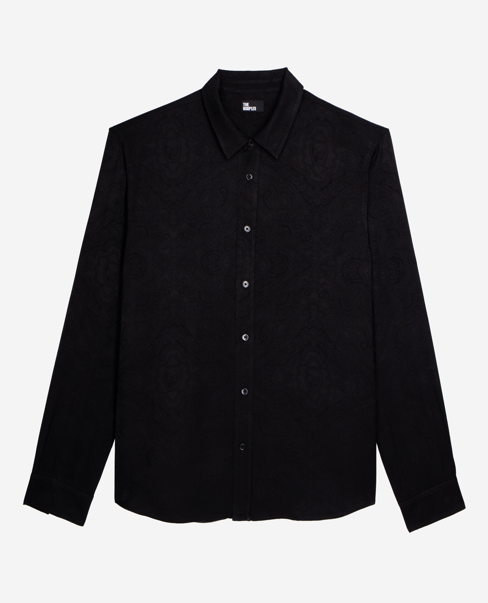 Black jacquard shirt with skulls, BLACK, hi-res image number null