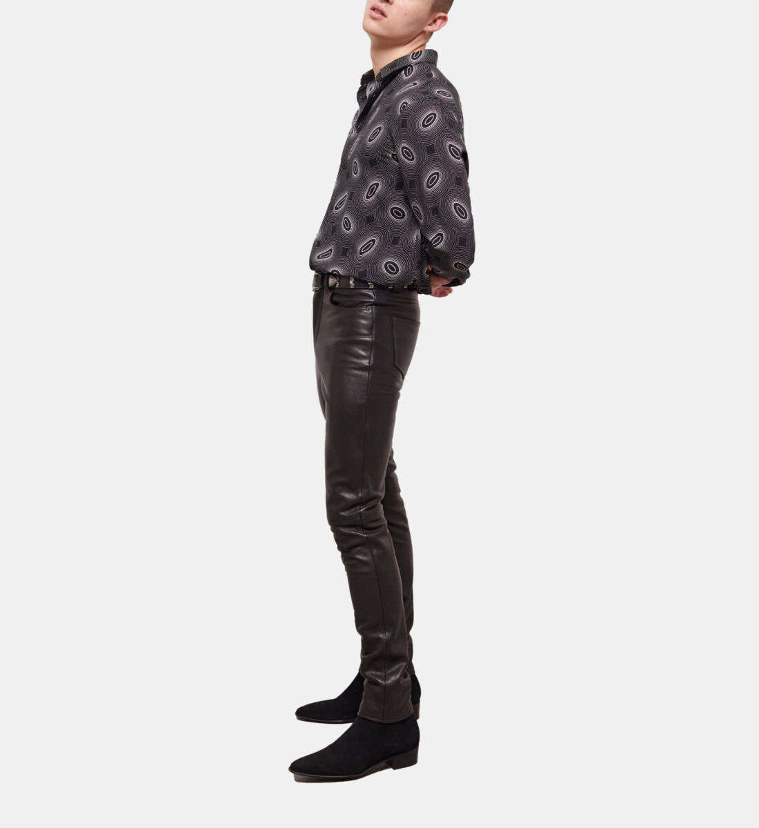 Mens black leather pants deals