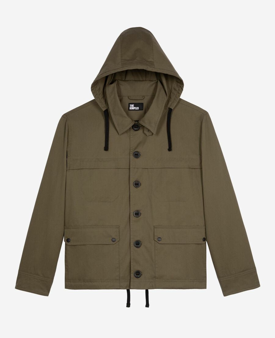 The Kooples HOMME KAKI parka courte à capuche kaki