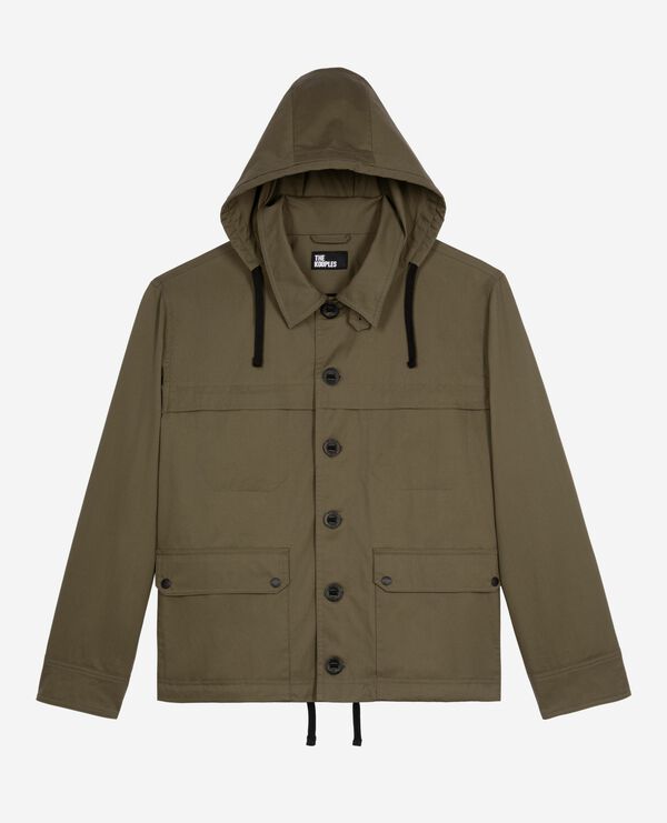 The Kooples HOMME KAKI parka courte à capuche kaki