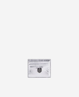 The Kooples MUJER SILVER tarjetero de piel plateada blason