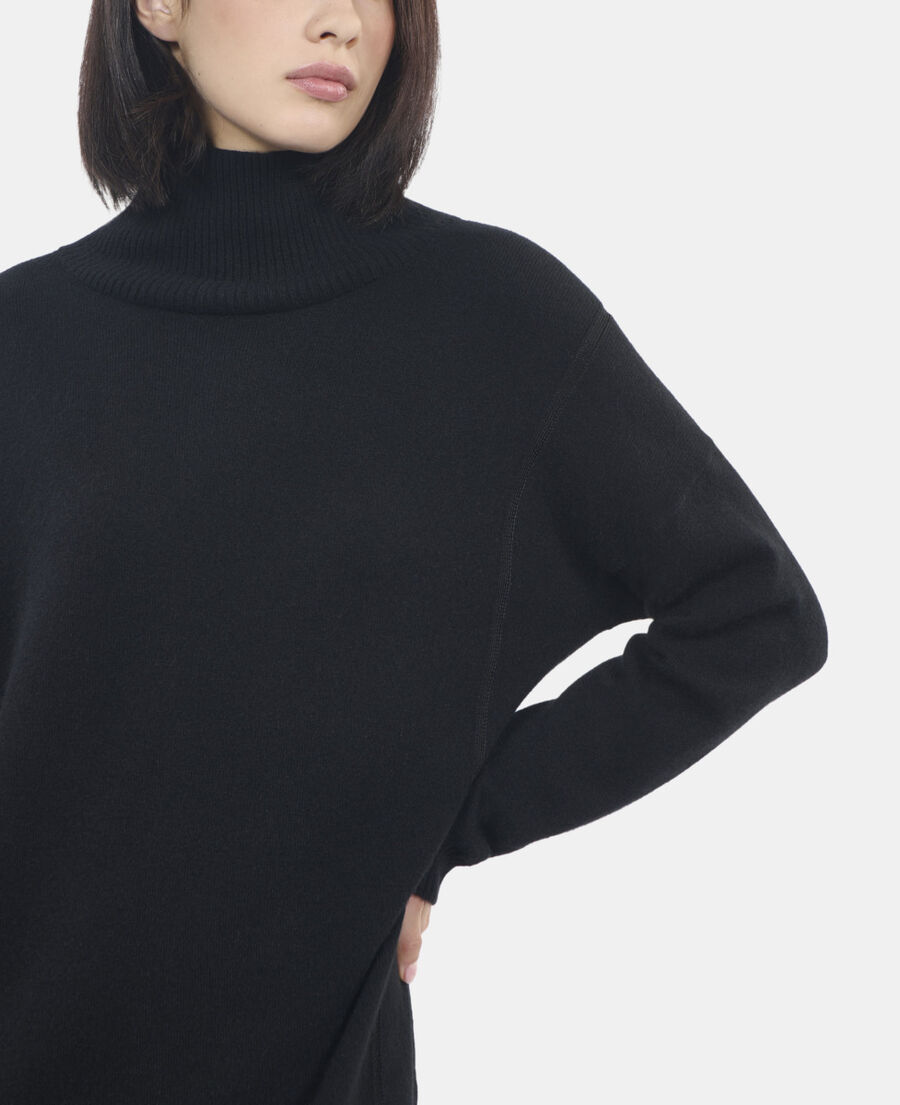 The Kooples DAMEN BLACK kurzes, schwarzes pulloverkleid aus kaschmir