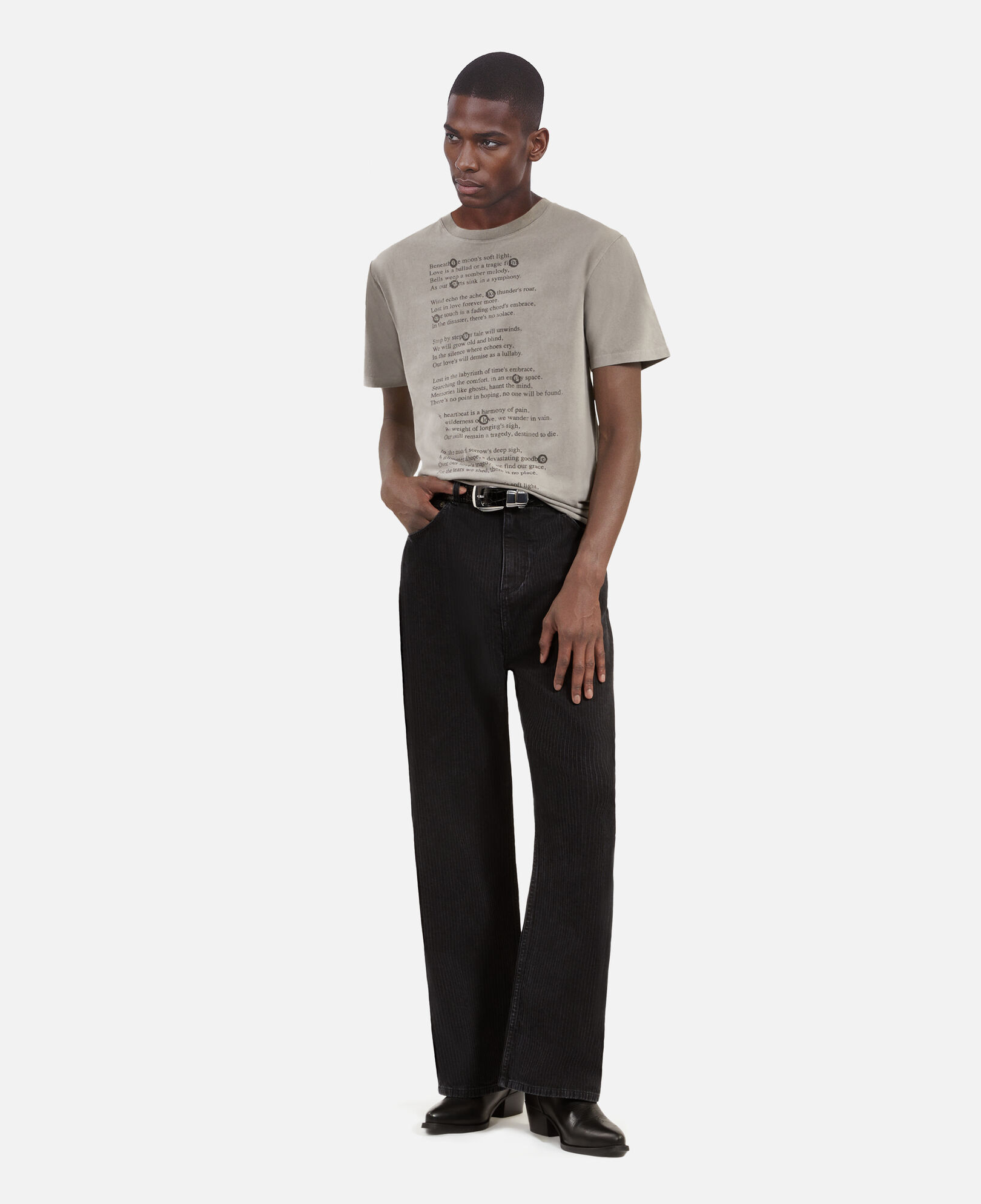 The Kooples HOMME GREY MELANGE t-shirt à sérigraphie gris