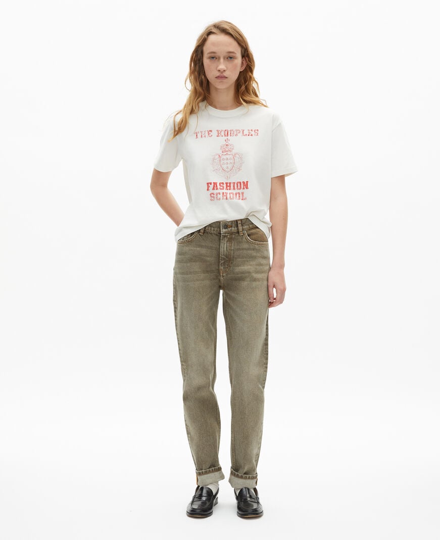 The Kooples WOMEN ECRU t-shirt with ecru screen print