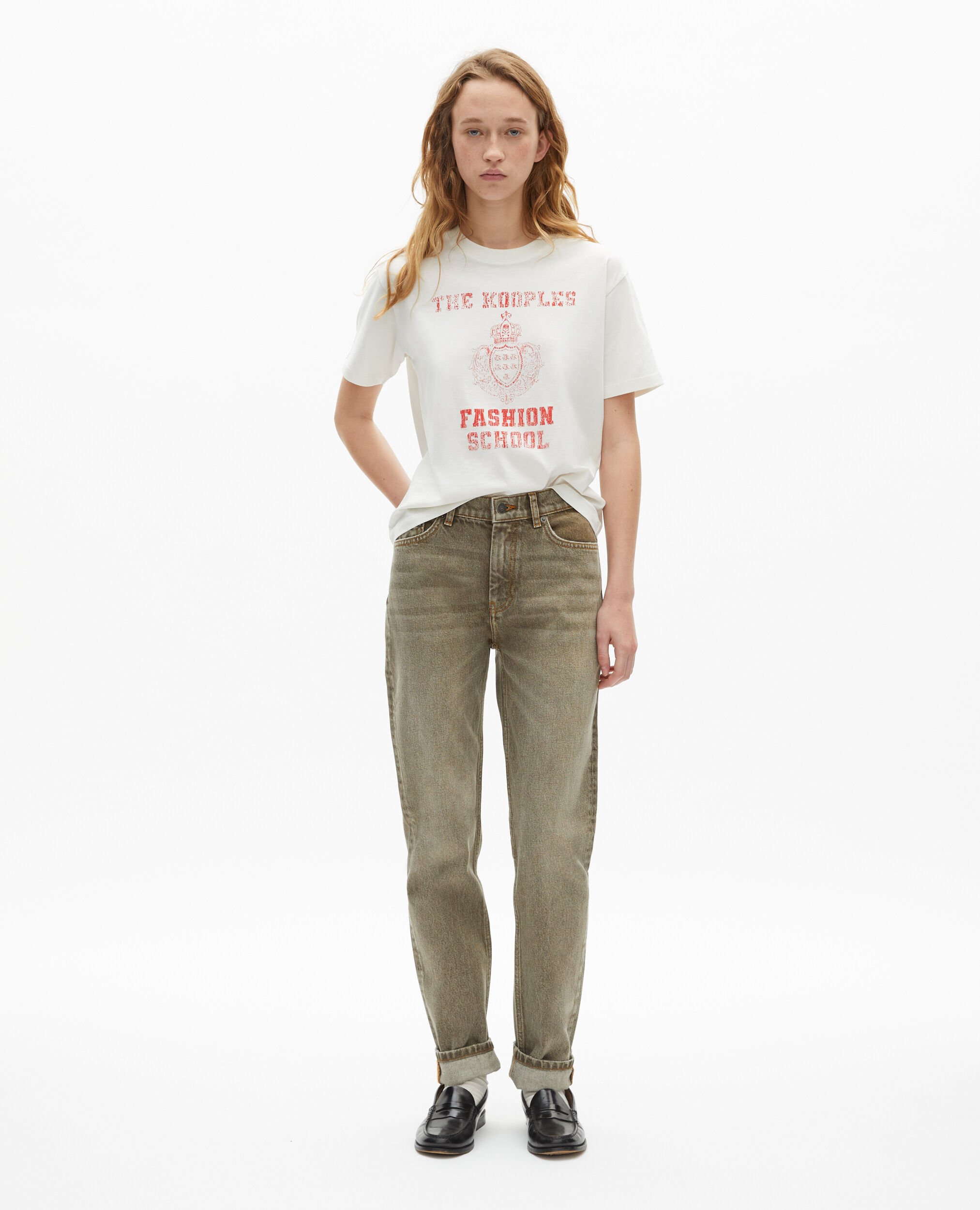 T-shirt with ecru screen print, ECRU, hi-res image number null