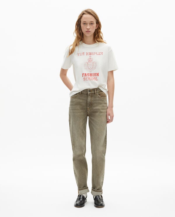The Kooples WOMEN ECRU t-shirt with ecru screen print