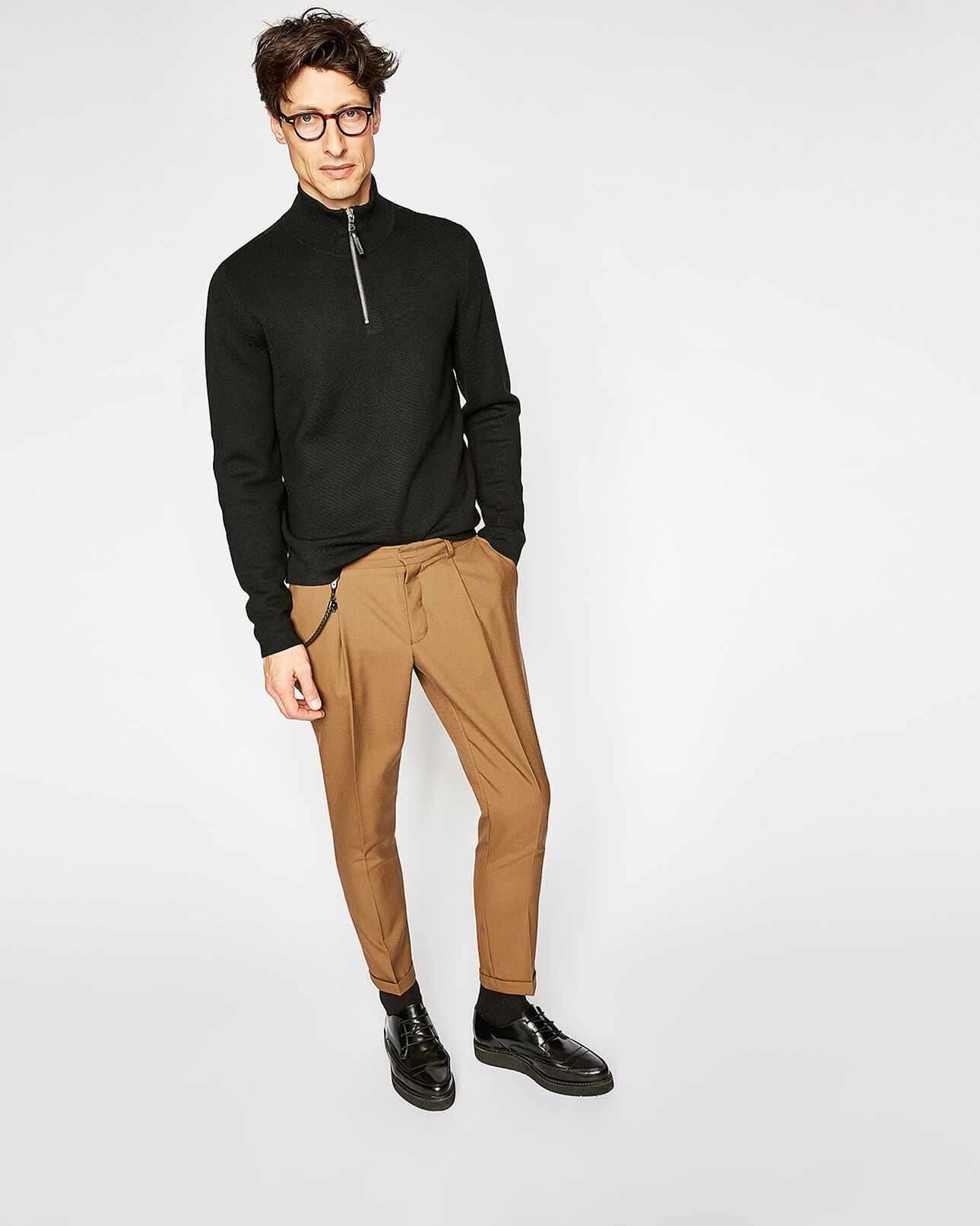 The Kooples HOMME CAMEL pantalon chino camel à chaînette de poche