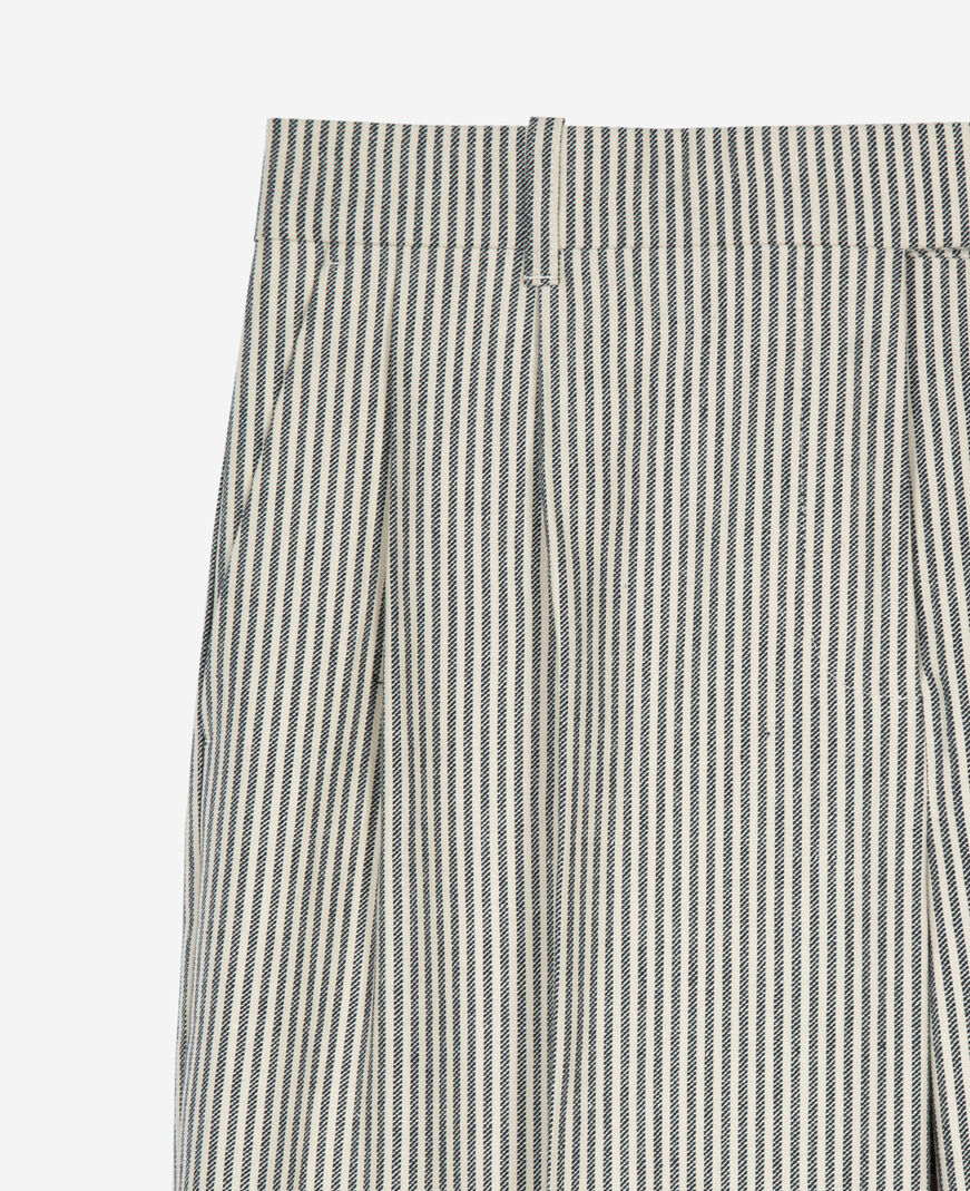 The Kooples WOMEN BLANC / BLEU loose-fitting striped pants in white cotton and linen