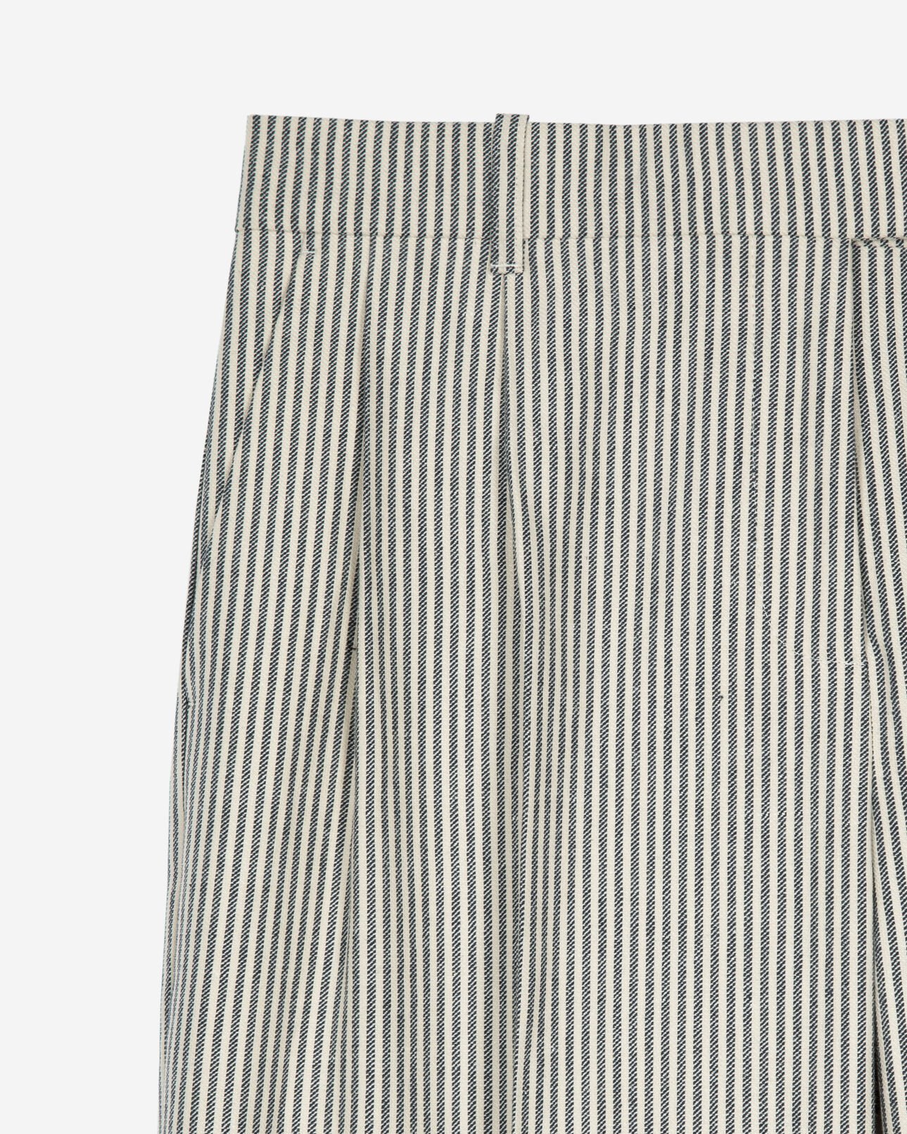 The Kooples DAMEN BLANC / BLEU lockere, gestreifte hose aus weißer baumwolle und leinen