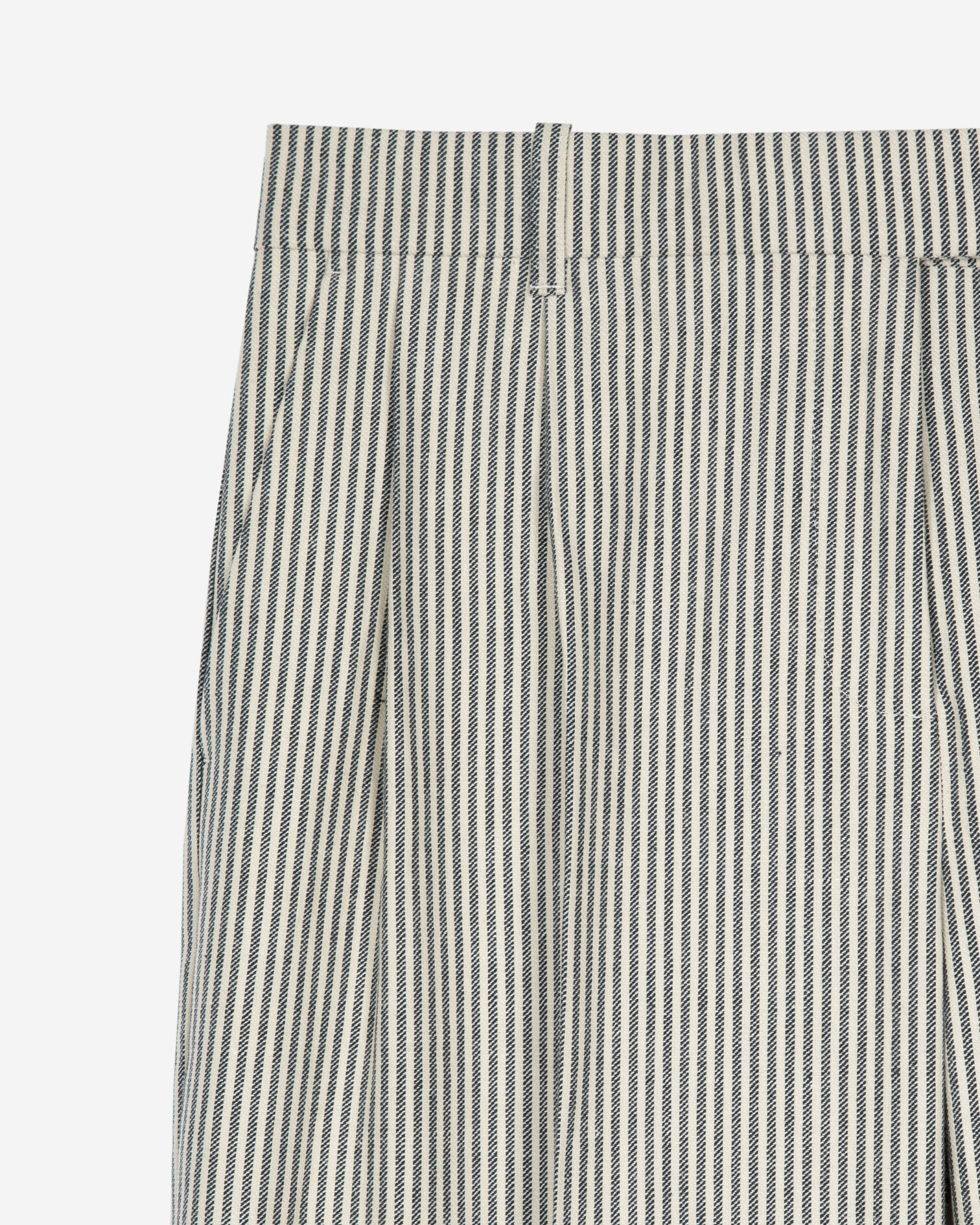 Lockere, gestreifte Hose aus weißer Baumwolle und Leinen, BLANC / BLEU, hi-res image number null