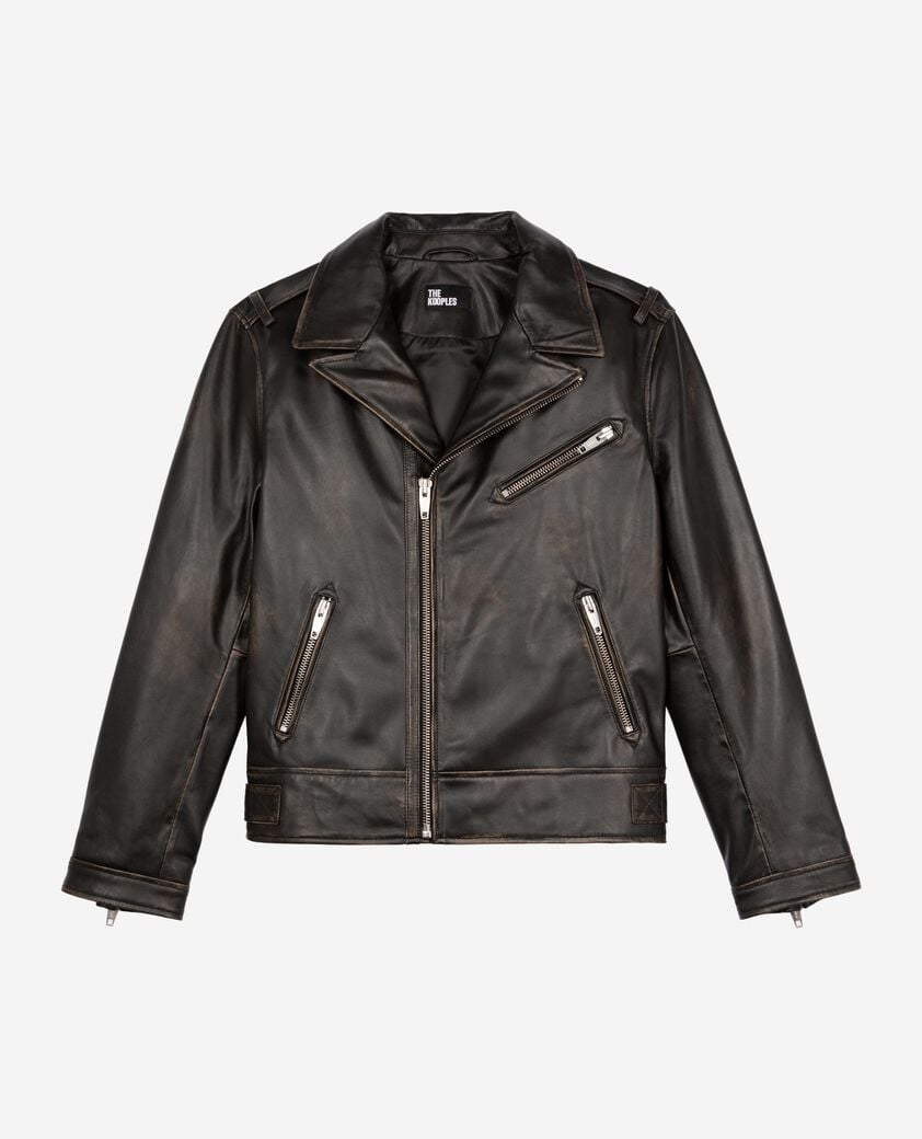 The Kooples H BLACK USED LIGHT black leather biker jacket