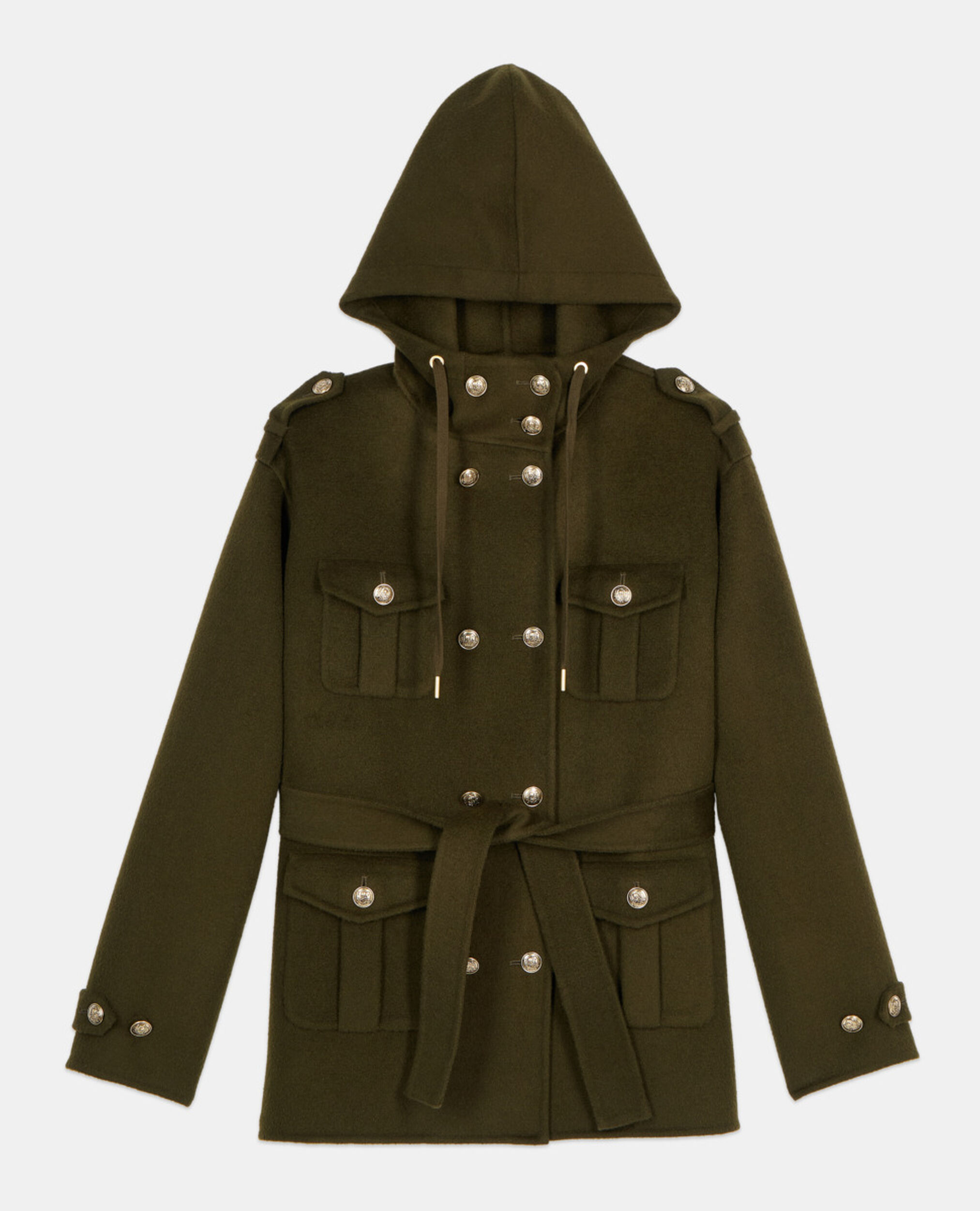 Khaki officer-style wool blend jacket, KAKI, hi-res image number null