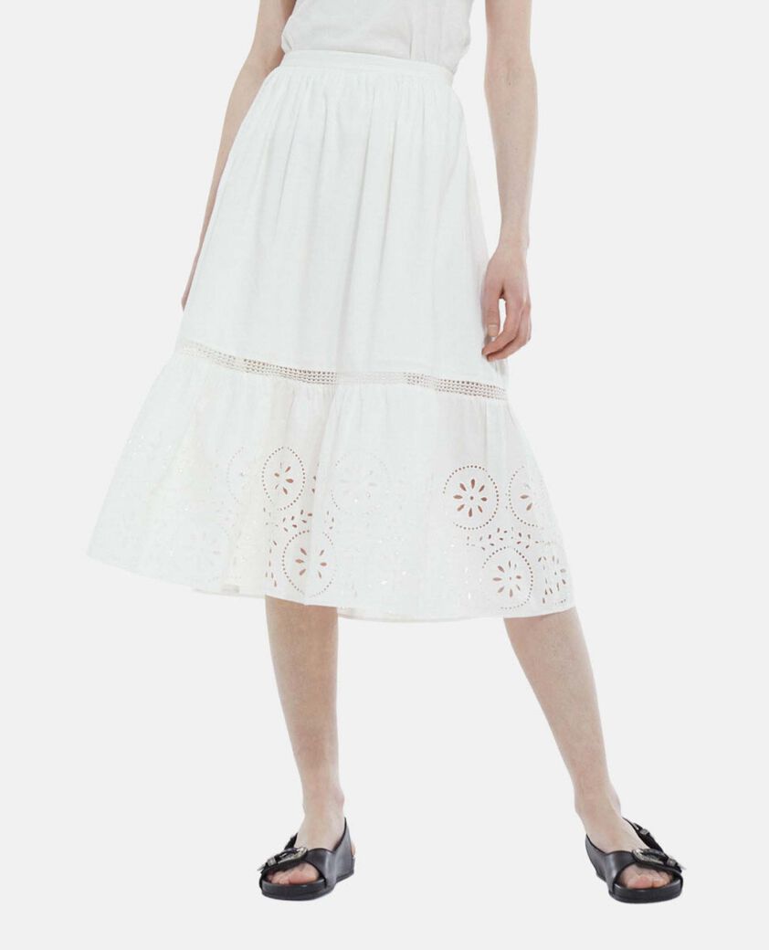 The Kooples FEMME WHITE jupe blanche dentelle longue ajour&eacute;e