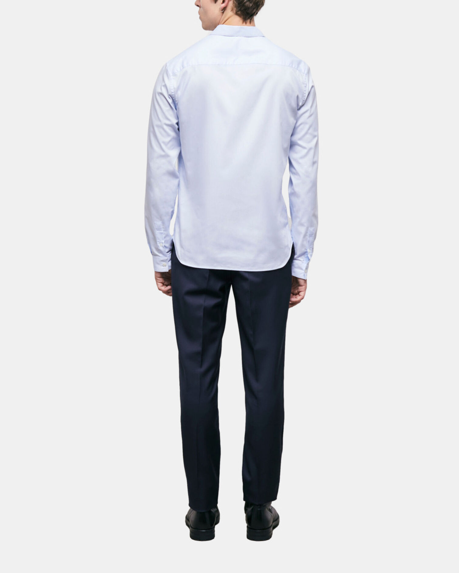 Blue cotton shirt with classic collar, SKY, hi-res image number null