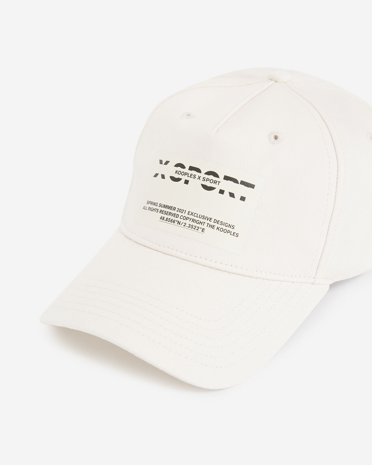 The Kooples MEN ECRU white cap in cotton with logo patch