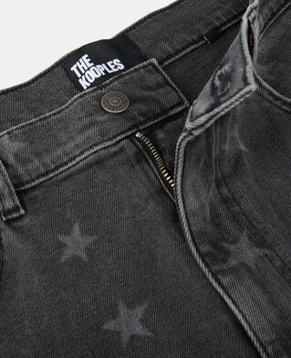 The Kooples MEN BLACK WASHED star printed straight-leg jeans