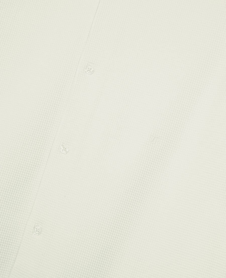 The Kooples HOMME ECRU chemise manches courtes nid d'abeille &eacute;crue