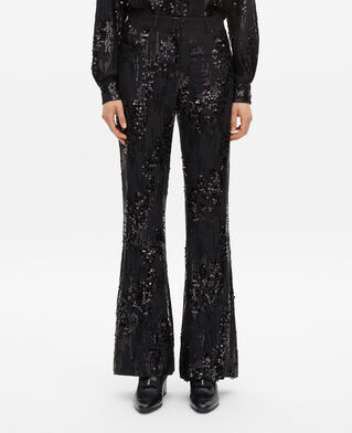 The Kooples FEMME BLACK pantalon flare à sequins noir