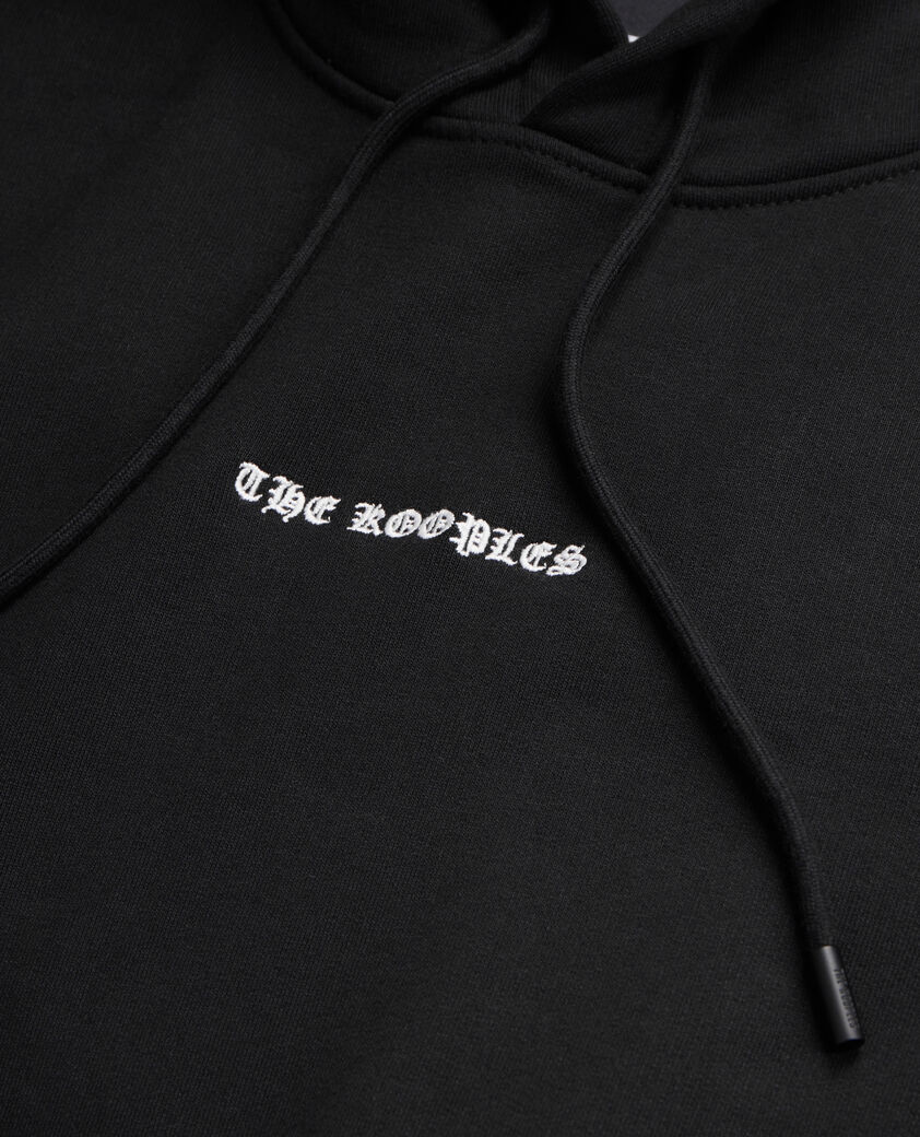 The Kooples HOMME BLACK sweatshirt &agrave; capuche avec s&eacute;rigraphie noir