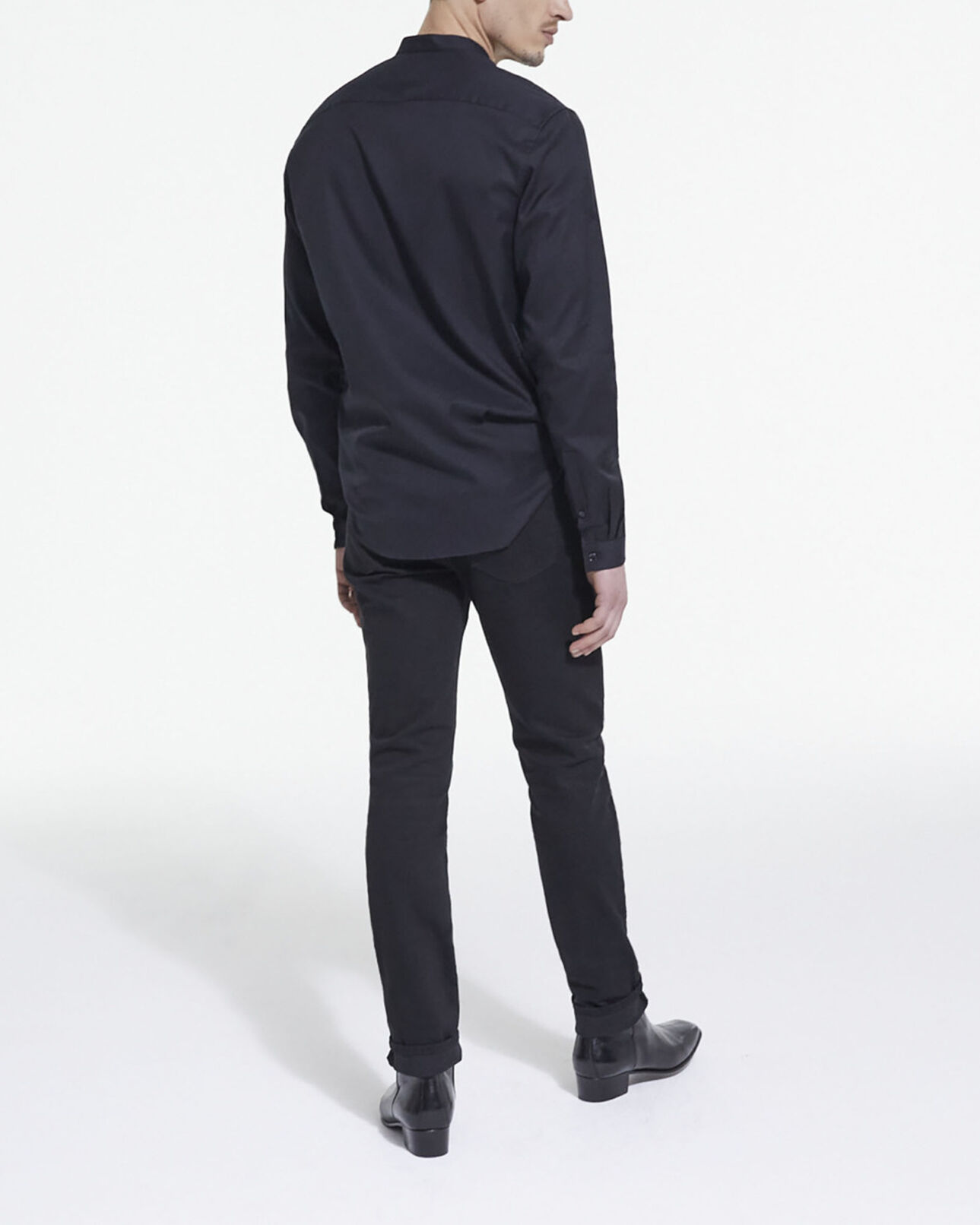 The Kooples HOMBRE BLACK camisa cuello mao algodón negra
