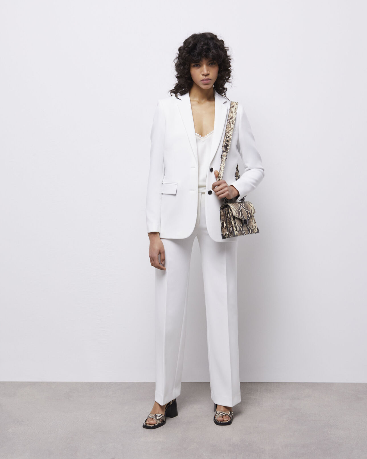 The Kooples WOMEN ECRU white crêpe suit jacket