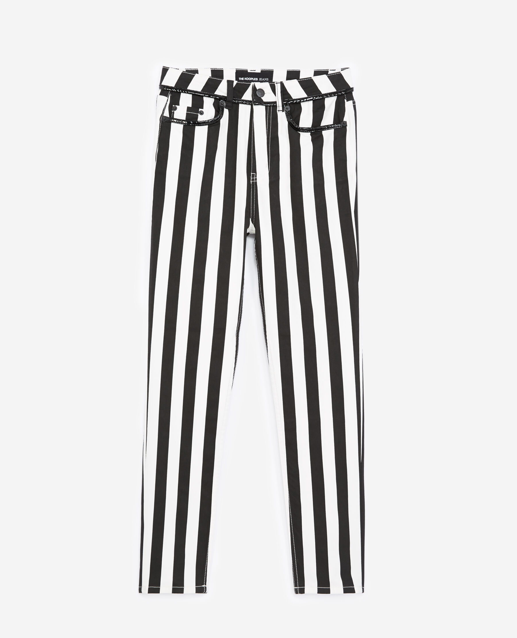 Black and white striped jeans discount