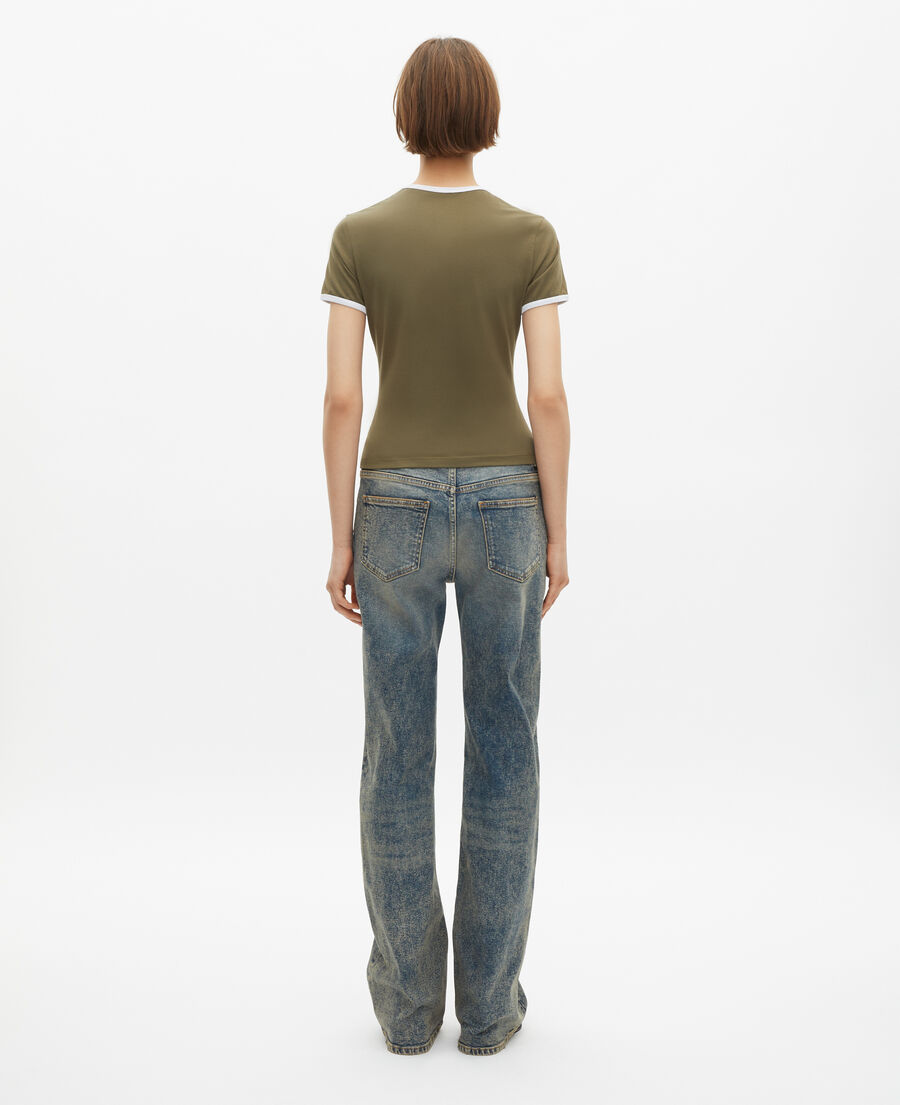 The Kooples F KAKI khaki t-shirt with drop collar