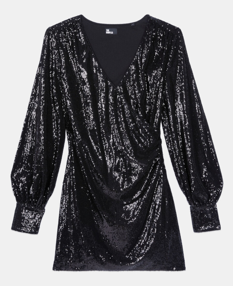 The Kooples FEMME BLACK robe &agrave; sequins courte noire